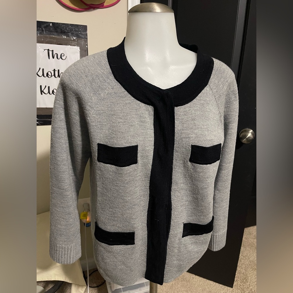 J. Crew Gray and Black Cardigan - Picture 2 of 4